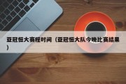 亚冠恒大赛程时间（亚冠恒大队今晚比赛结果）